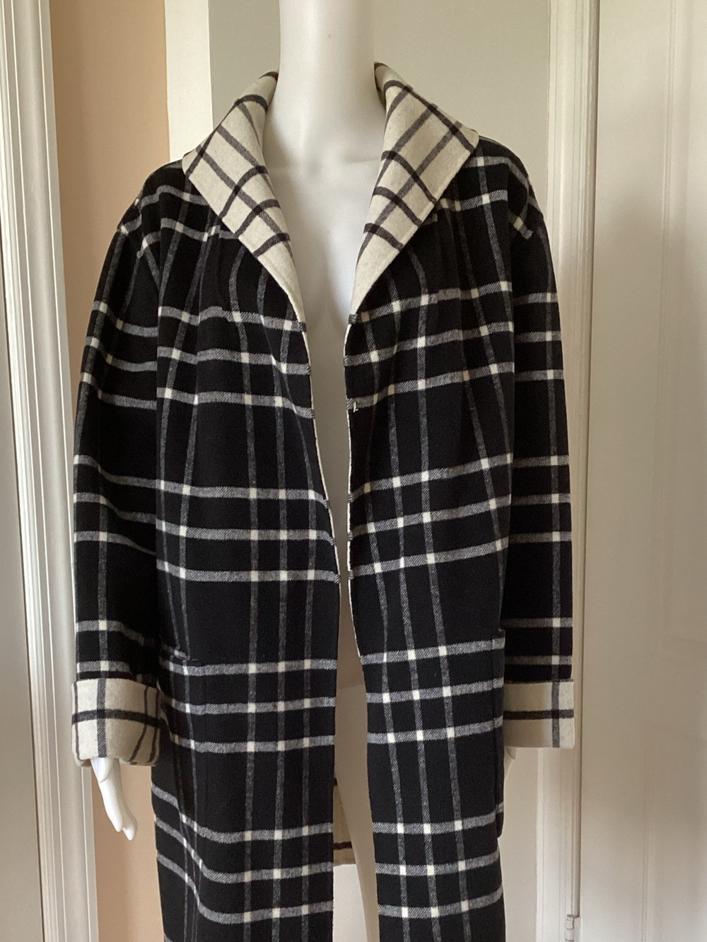Susan Bristol Black & White Plaid Pea Coat - Picture 8 of 8